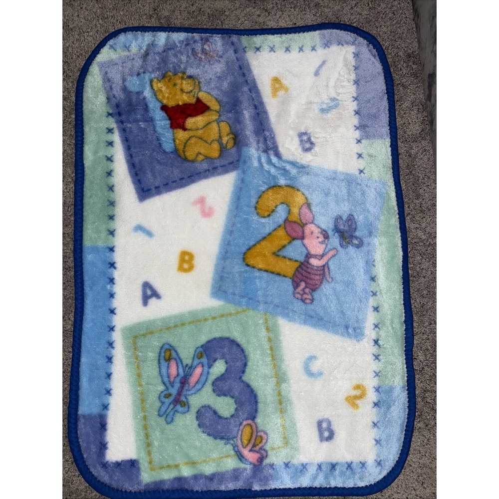Vtg Crown Crafts Winnie The Pooh Baby Blanket 1‎ 2 3 30"x45" Rare